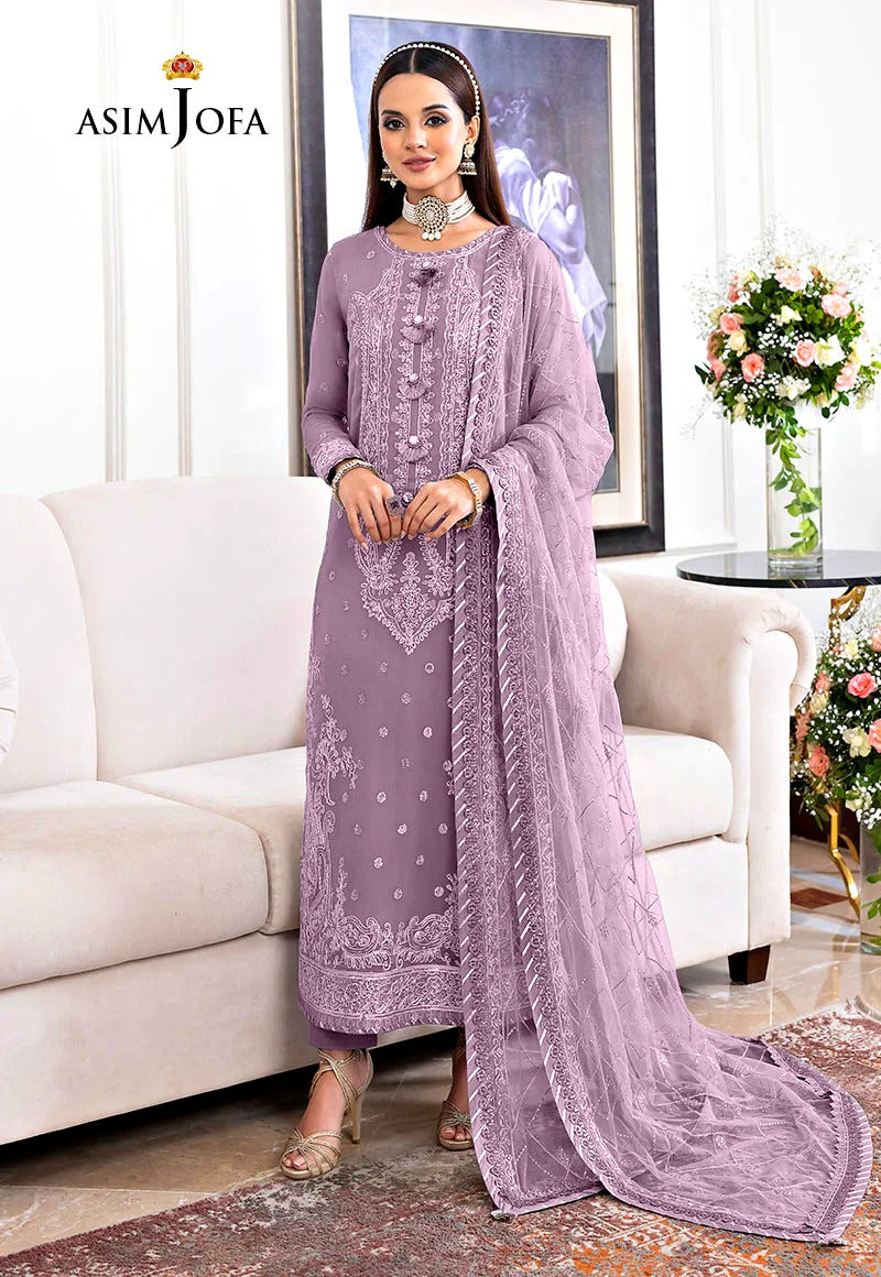 Asim Jofa Jhilmil Luxury Chiffon 3PC Suit in Two Different Colors Heavy Spangle Embroidered Ensemble