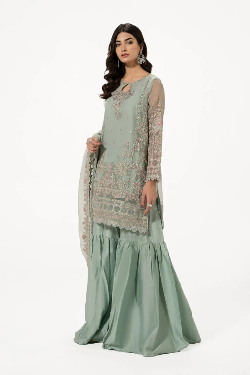 Maria B Premium Organza 3PC Suit - Heavy Adda Work Embroidered Formal Ensemble