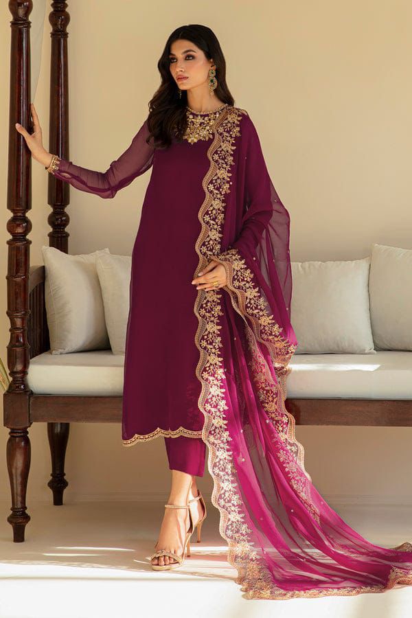 3PIECE Luxury Embroidered Chiffon Suit