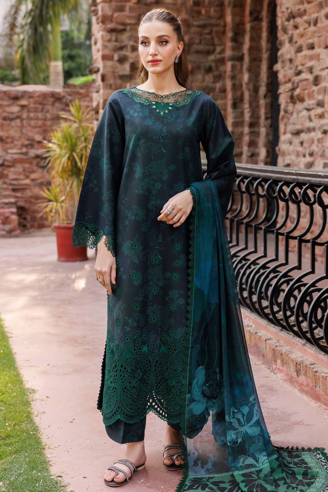 Farasha Premium Embroidered Lawn Suit 2026 - Chikankari Festive Ensemble