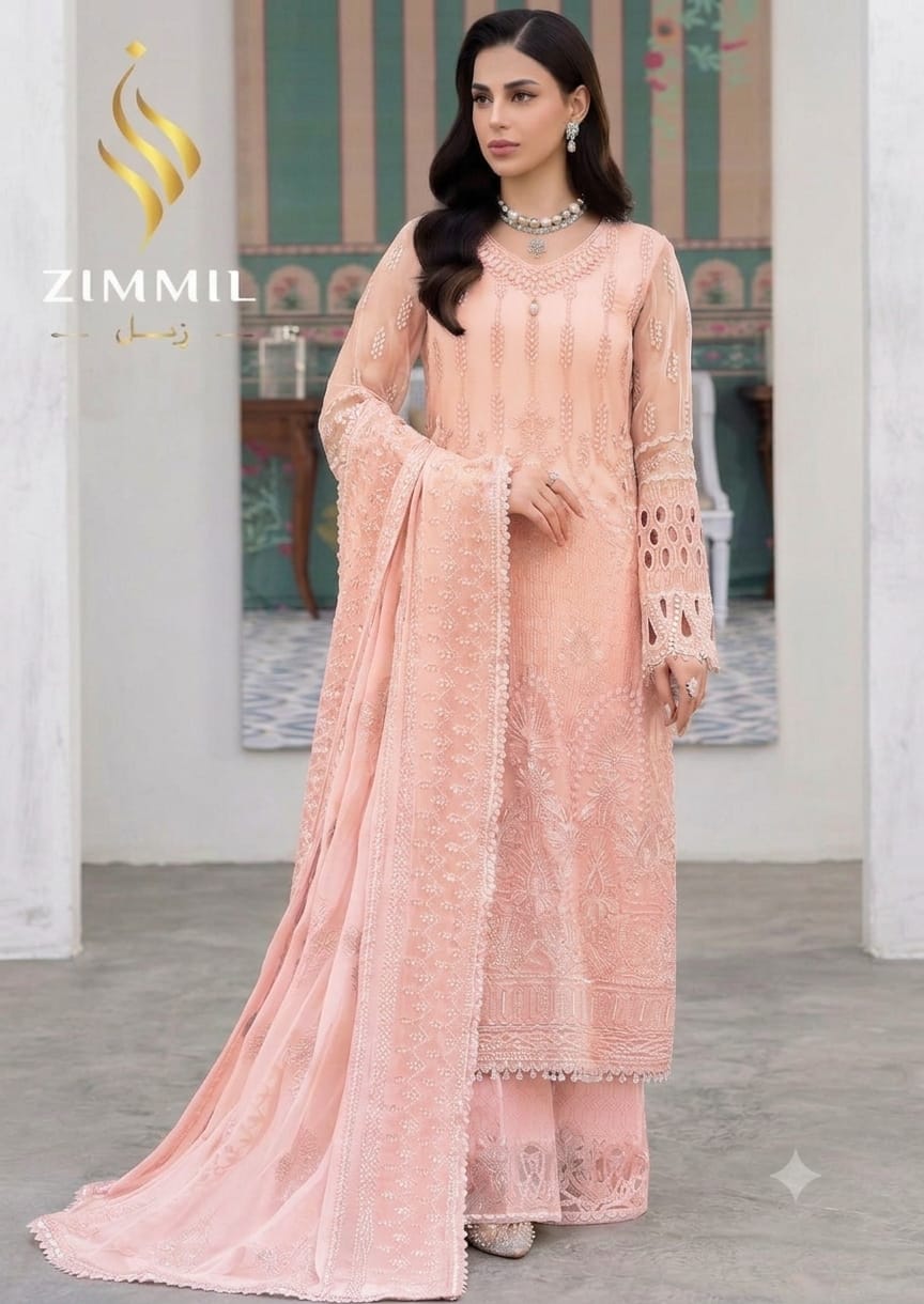 Flossie Festive Organza 3PC Suit - Heavy Sequence & Handwork Formal Ensemble