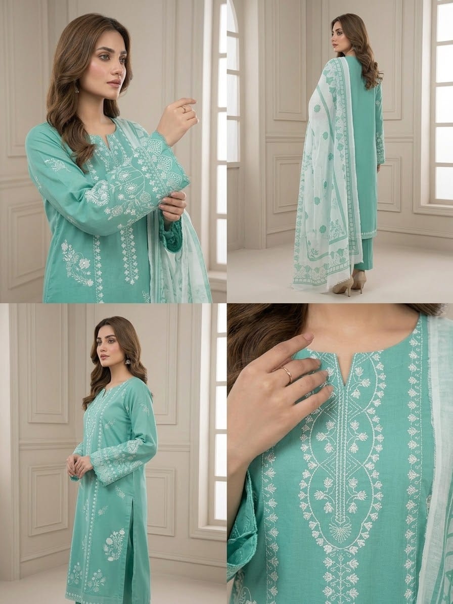 Cross Stitch Festive 3PC Lawn Suit - Heavy Sequence Embroidery & Daman Patch