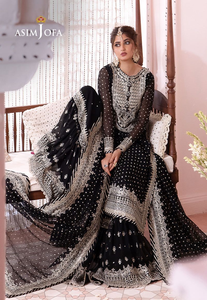 Asim Jofa Chandani Luxury Chiffon Collection - Heavy Spangle Work 3PC Formal Suit