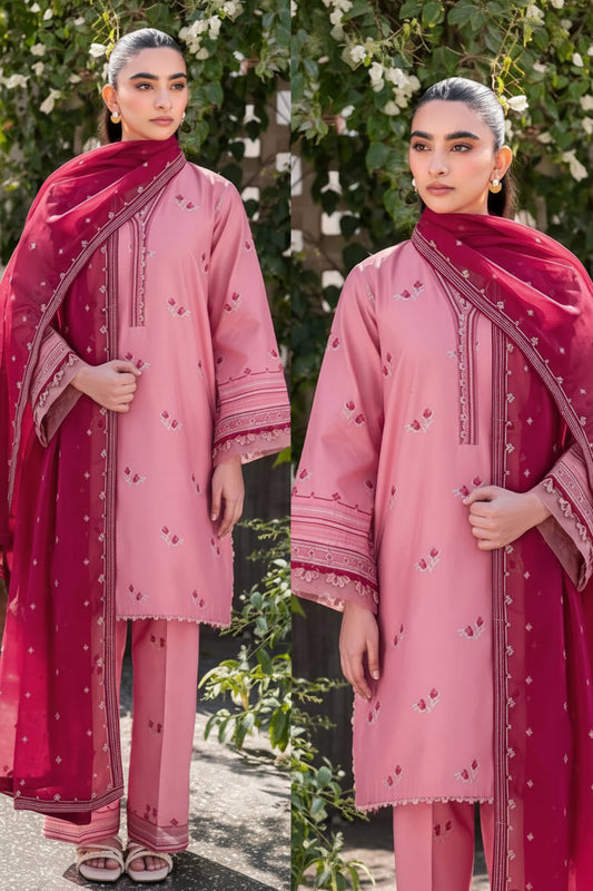 Xenia Luxury Embroidered 3-Piece Summer Suit - Signature Edit