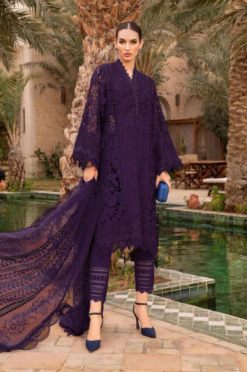 3PIECE Embroidered 3D LAZER CUTWORK Collection