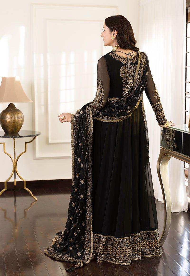 Asim Jofa Luxury Chiffon Frock 3PC Frock in Two Different Colours- Heavy Sequence Embroidered Ensemble