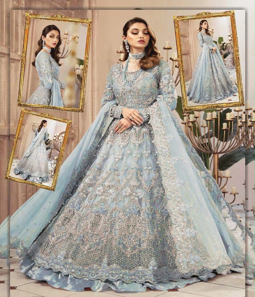 3PIECE Luxury Embroidered Net Maxi With Heavy Embroidered Sequence and Pearls Work