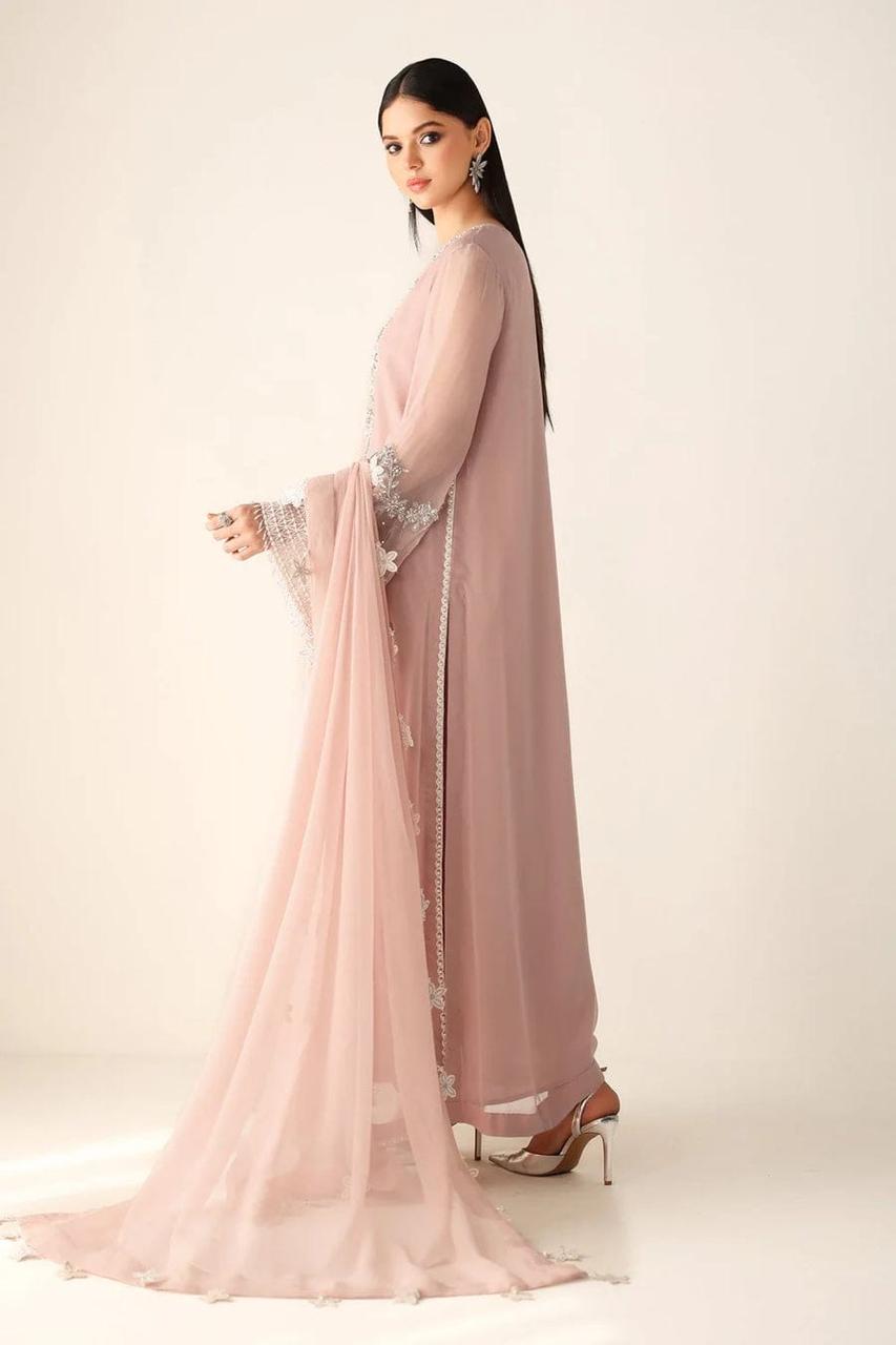 Baroque Luxury Chiffon Hand-Embellished 3PC Festive Suit in Two Different Colours