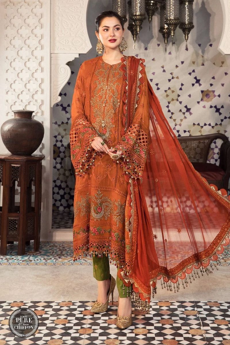 Maria B Luxury Chiffon 3PC Suit - Heavy Sequence Embroidered Ensemble