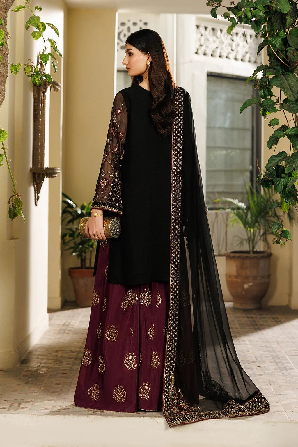 Iznik Premium Chiffon 3PC Suit - Heavy Adda Work Embroidered Formal Ensemble