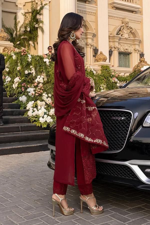 3PIECE Luxury Embroidered Chiffon Suit