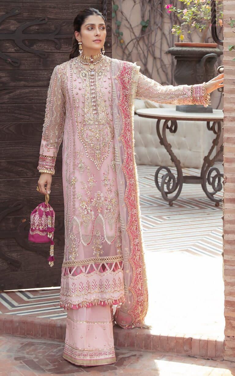 Afrozeh Premium Organza Ensemble - Heavily Embroidered 3PC Luxury Suit