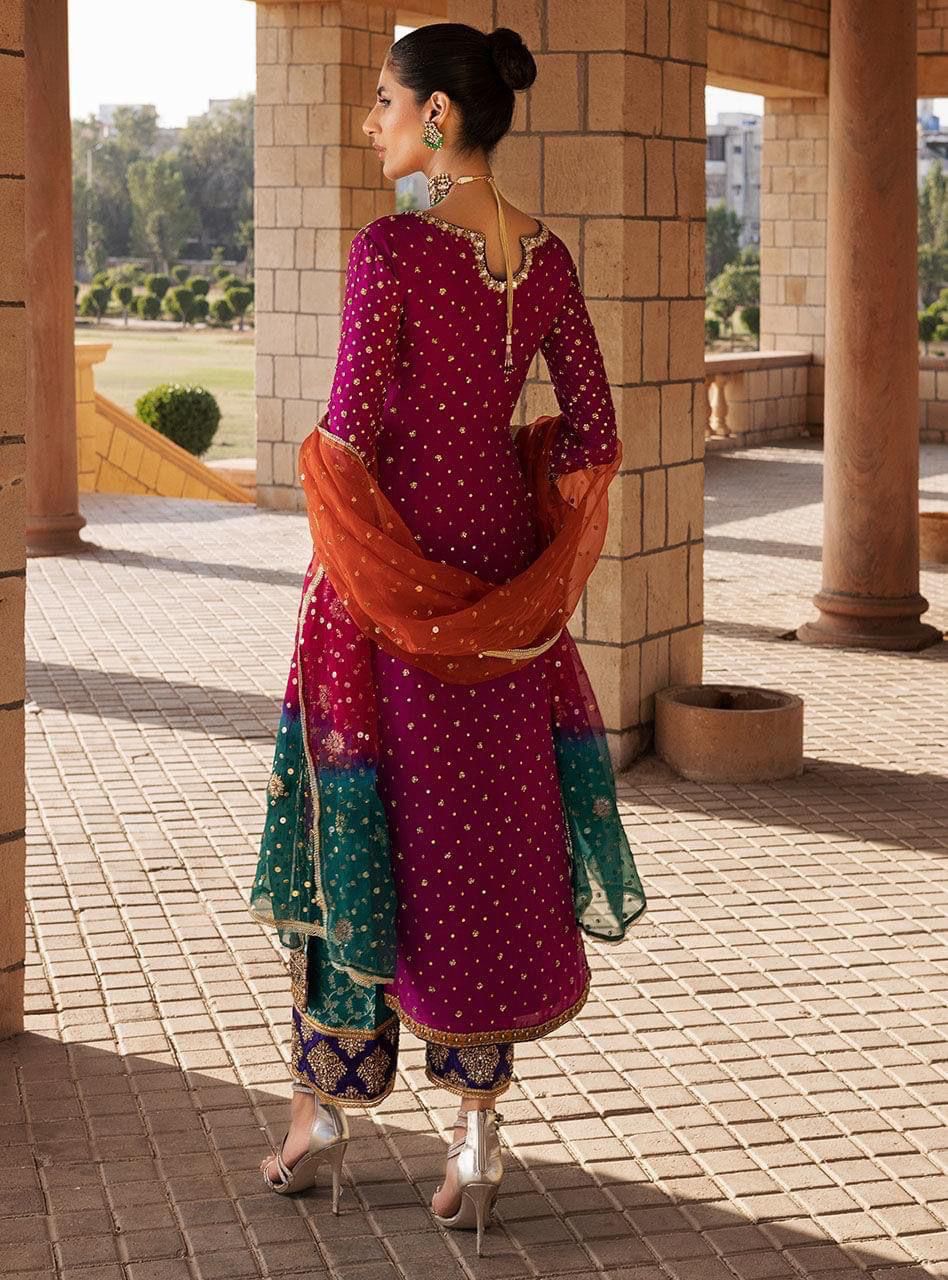 Zainab Chottani Luxury Wedding Edition 3PC Suit - Handwork Embroidered Chiffon Ensemble