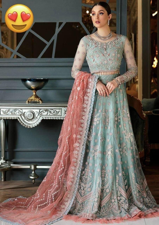 3PIECE Luxury Embroidered Net FROCK