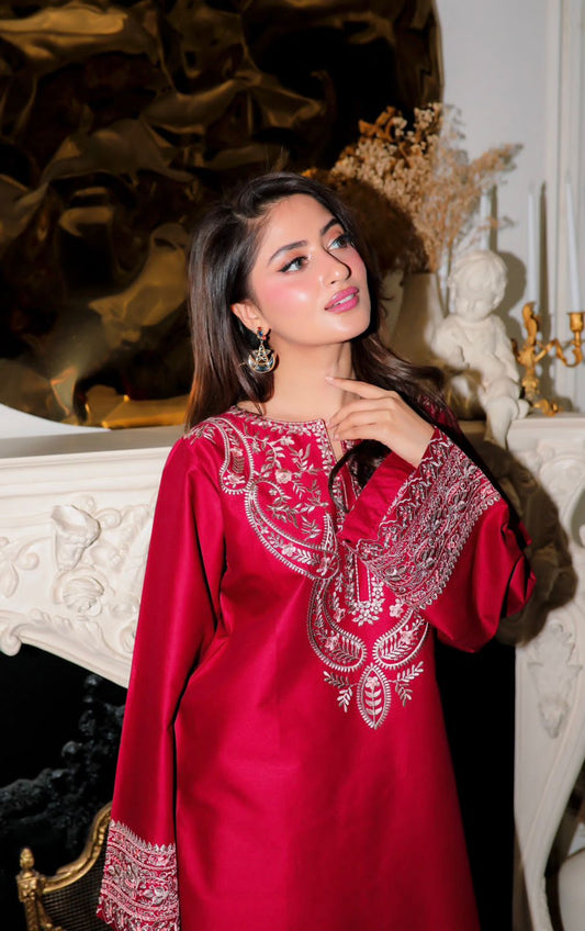 2PC Embroidered Summer Suit