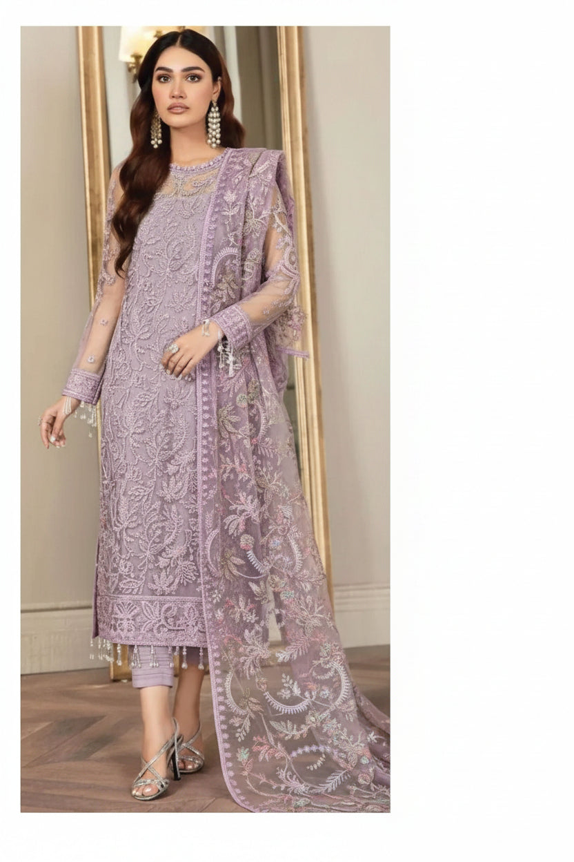 3PIECE Luxury Embroidered Net