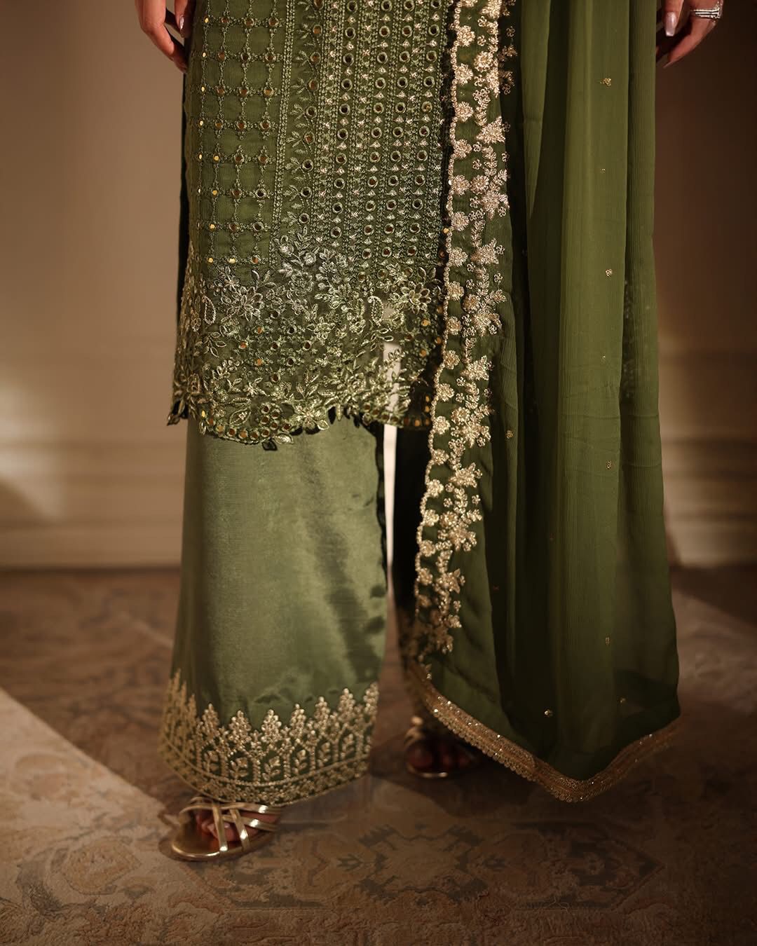 Azure Luxury Chiffon 3PC Suit - Heavy 9mm Sequence Work Ensemble