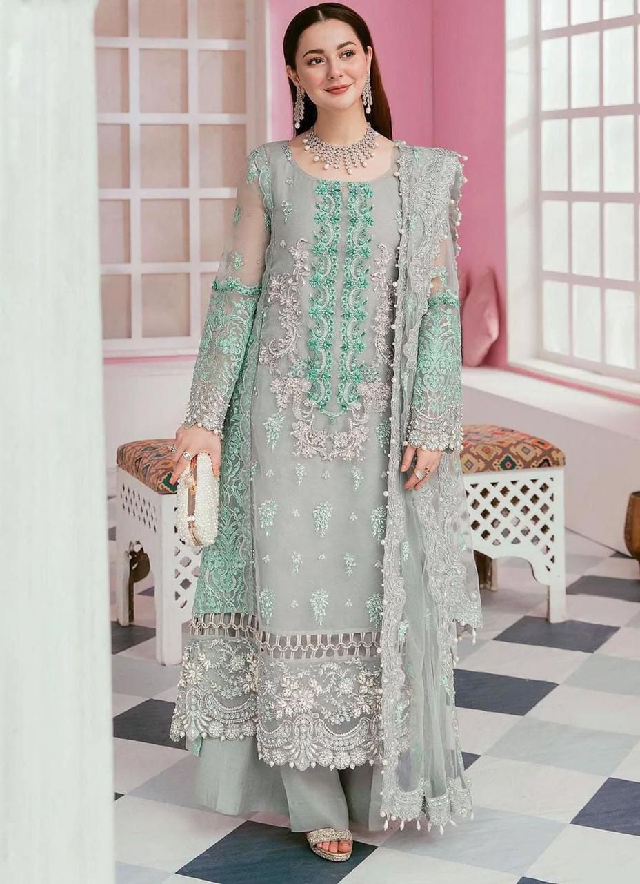 3PIECE Luxury Embroidered Organza