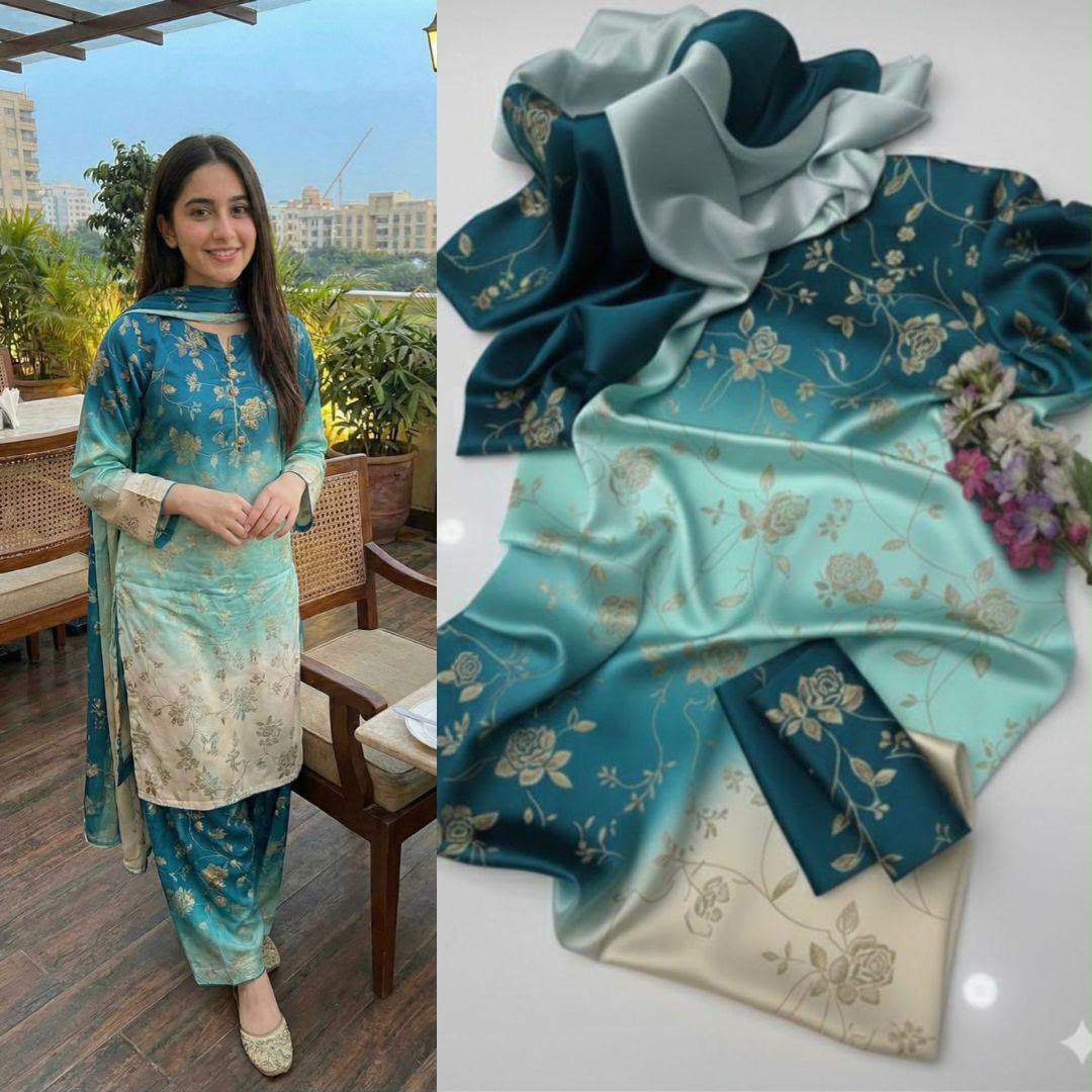3PIECE Luxury Digtal printed Shamoz Silk
