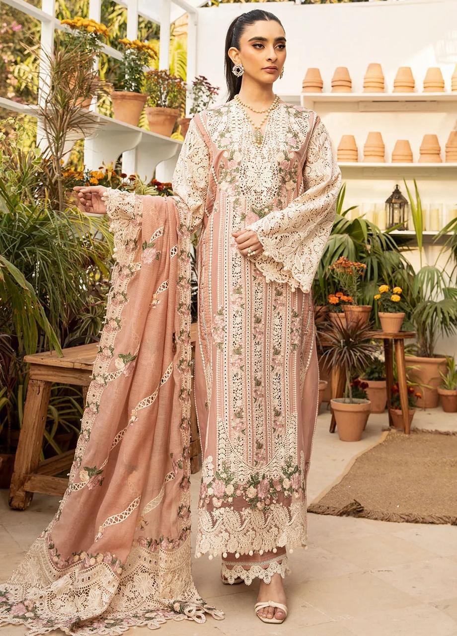 3PIECE Luxury Embroidered Chikenkari Collection with Khaddi Net Dupatta