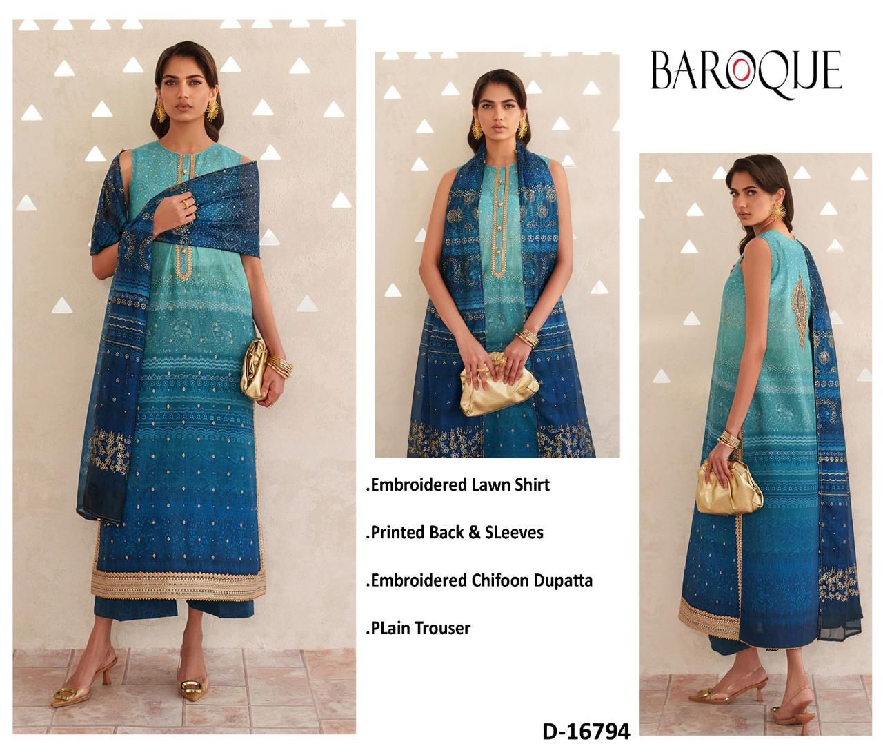 3PIECE Embroidered Summer Suit