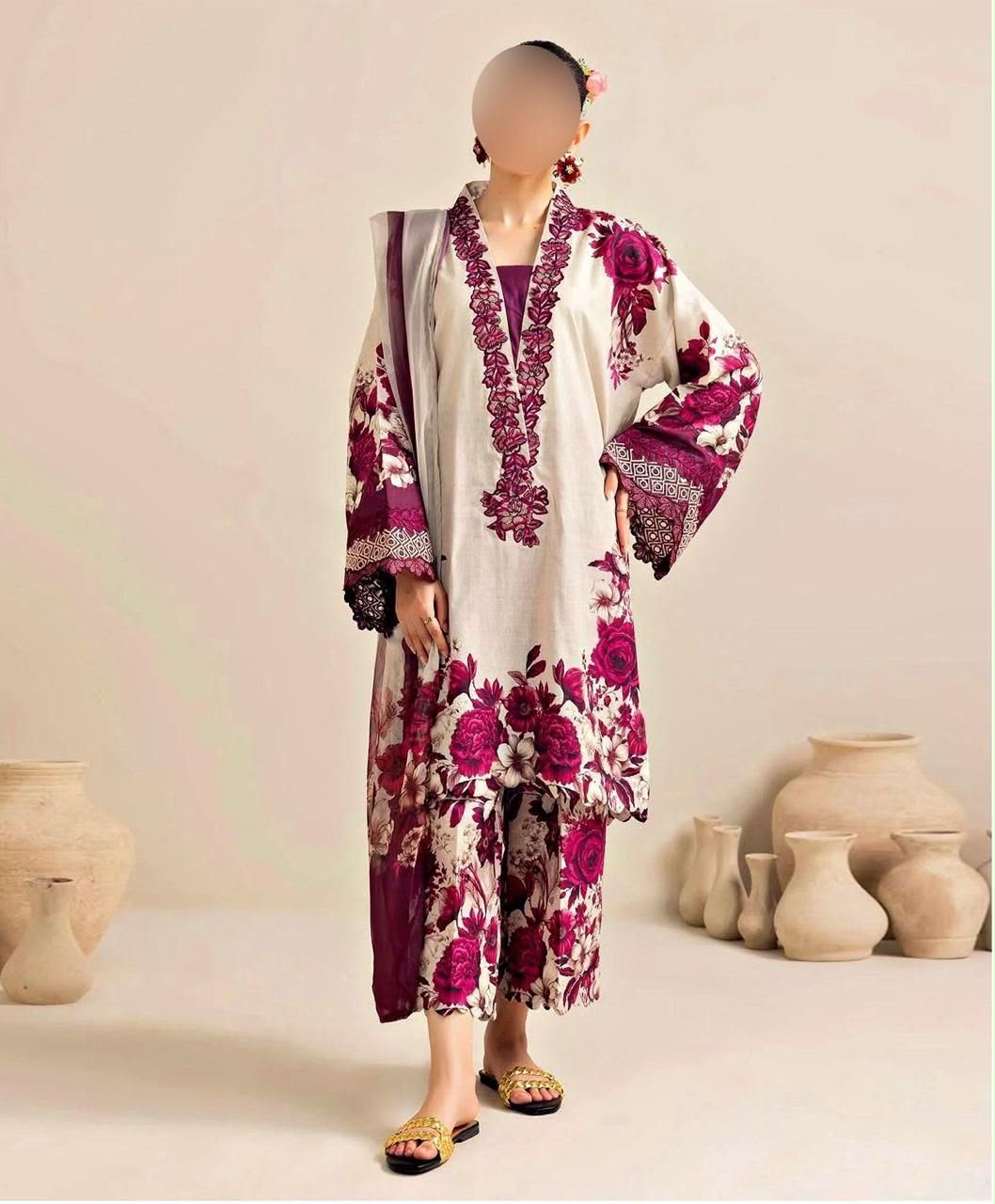 Premium Tie-N-Die Digital Printed 3PC Shamooz Silk Suit