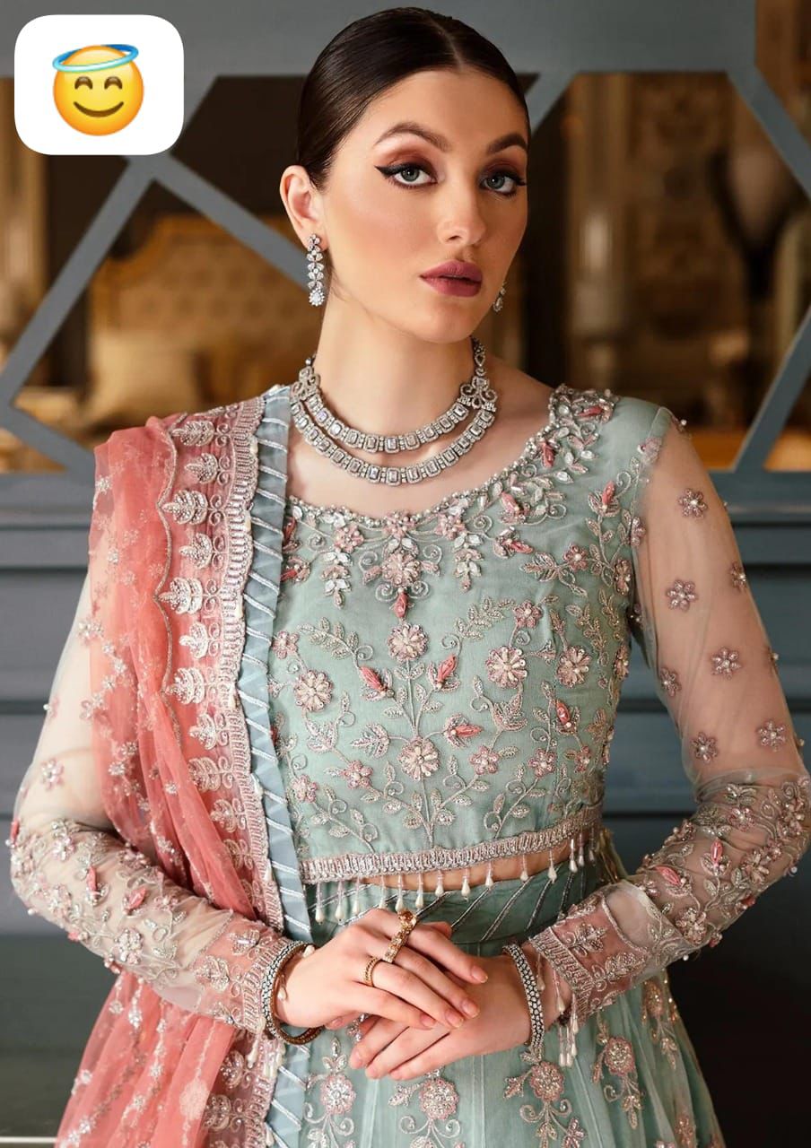 3PIECE Luxury Embroidered Net FROCK