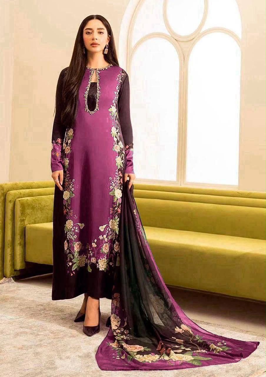 Premium Tie-N-Die Digital Printed 3PC Shamooz Silk Suit