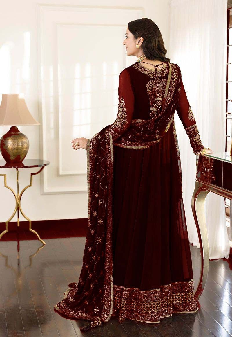 Asim Jofa Luxury Chiffon Frock 3PC Frock in Two Different Colours- Heavy Sequence Embroidered Ensemble