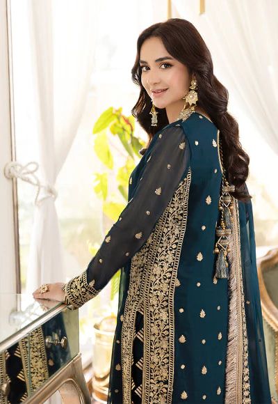 Asim Jofa Premium Chiffon Ensemble - Heavy Embroidered 3PC Luxury Suit in three Different colours