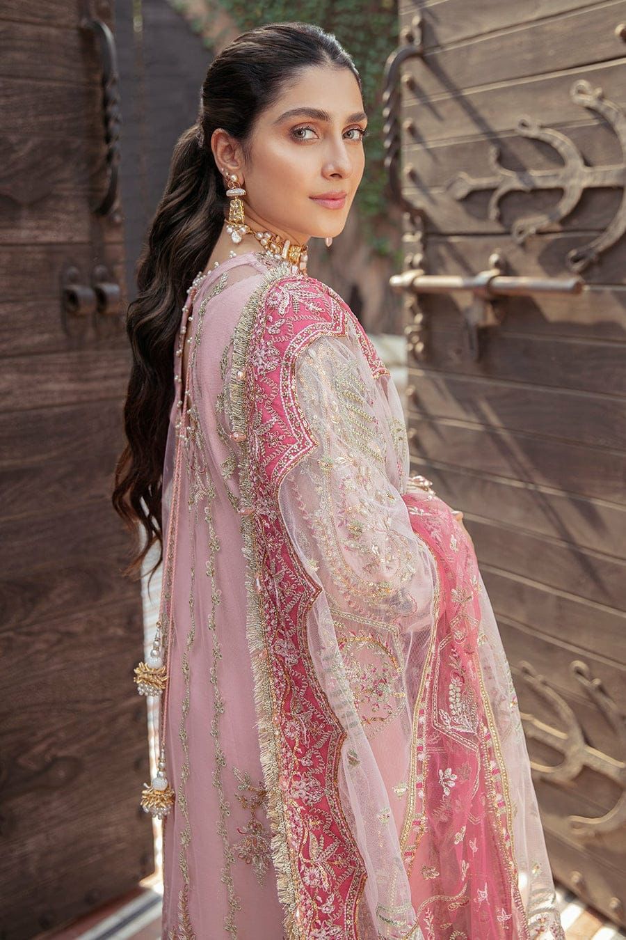 Afrozeh Premium Organza Ensemble - Heavily Embroidered 3PC Luxury Suit