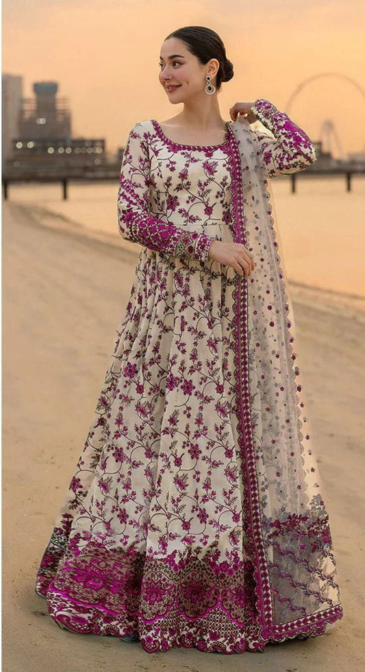 Hania Amir Inspired Luxury Embroidered 3-Piece Maxi Dress - Signature Edit
