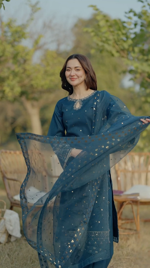 Cotton-3PC Embroidered Shirt with Organza Embroidered Dupatta