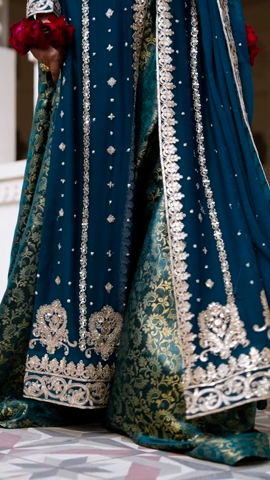3 Piece Chiffon Embroidered Women's Dress